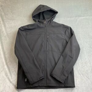 Reebok Black Softshell Jacket Hooded Full Zip Fleece Lined Mens XL